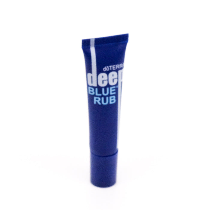 Deep blue empty tube with massage ball