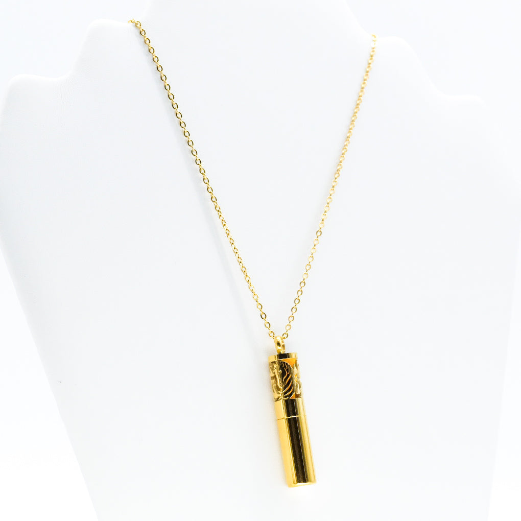 Collier d'aromathérapie cylindrique avec conteneur en acier inoxydable