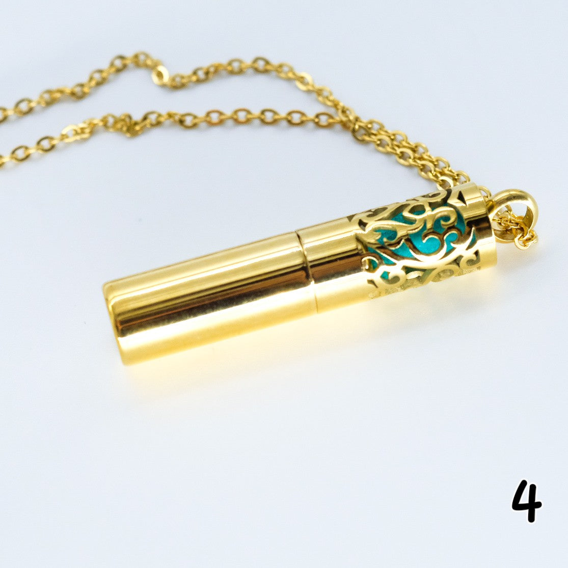 Collier d'aromathérapie cylindrique avec conteneur en acier inoxydable