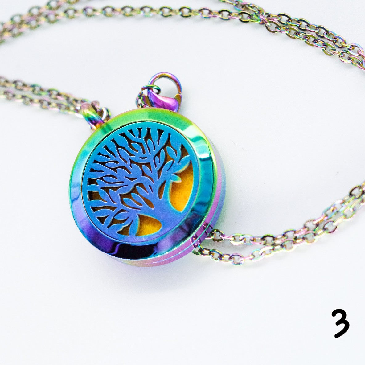 Collier d'aromathérapie rond en acier inoxydable