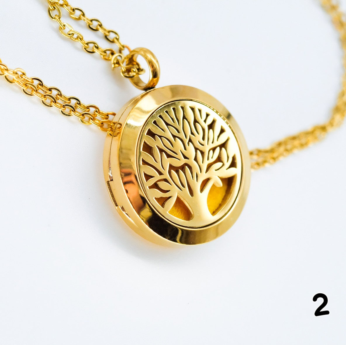 Collier d'aromathérapie rond en acier inoxydable