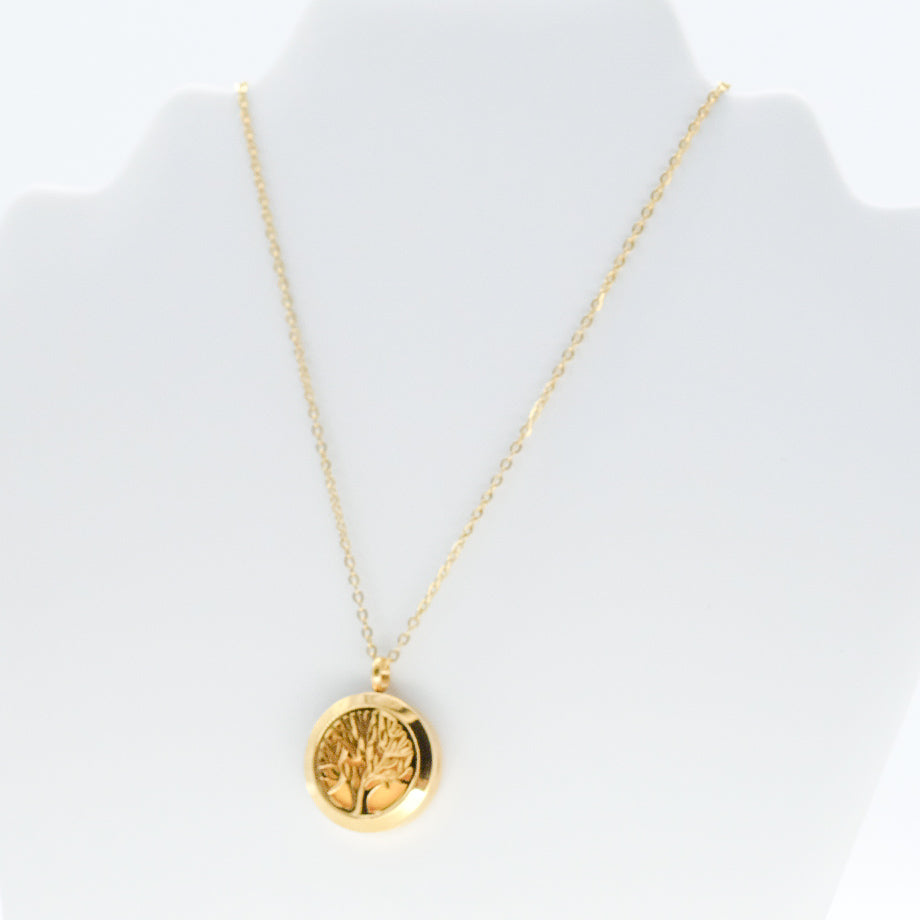 Collier d'aromathérapie rond en acier inoxydable