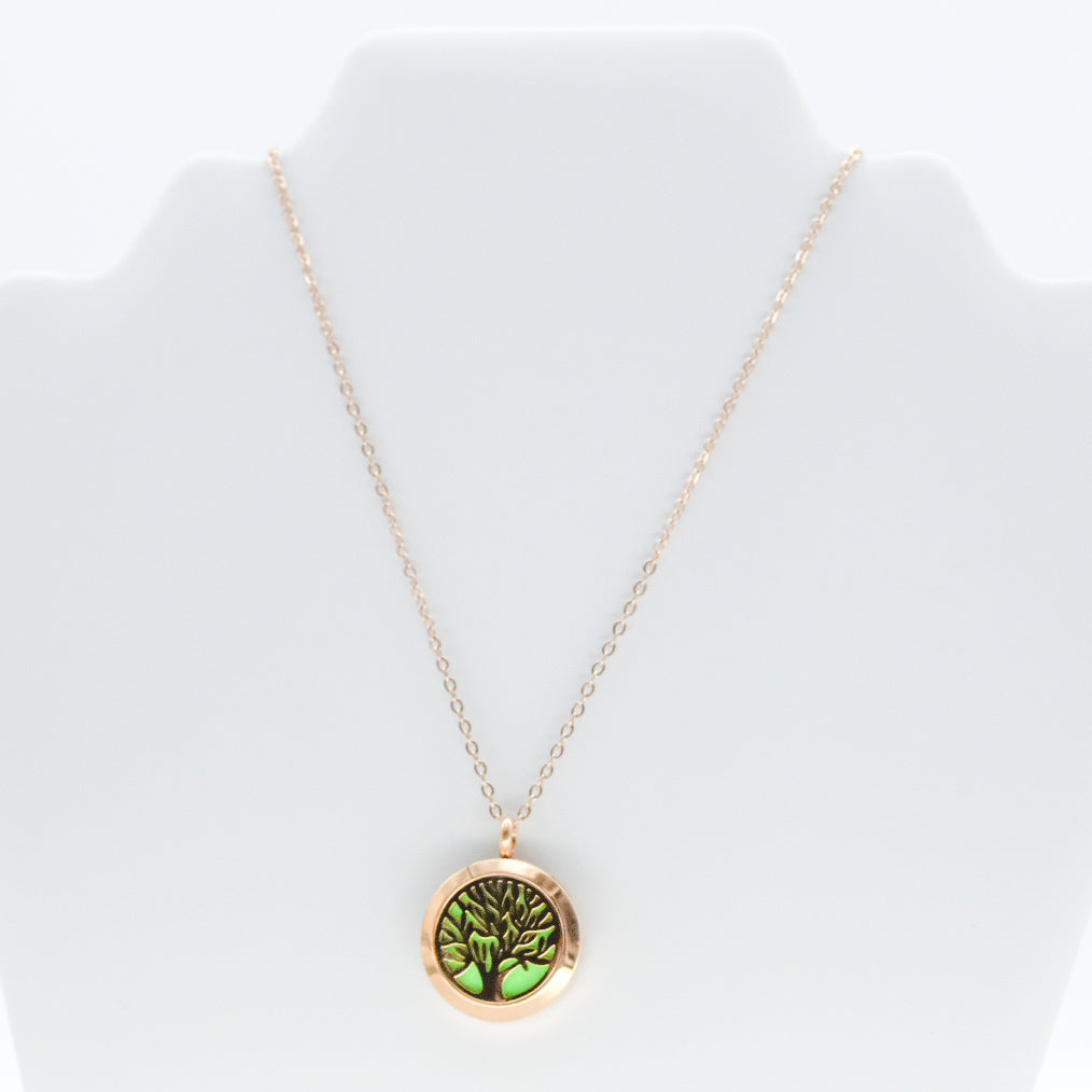 Collier d'aromathérapie rond en acier inoxydable