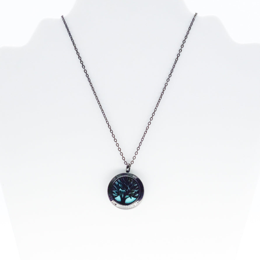 Collier d'aromathérapie rond en acier inoxydable