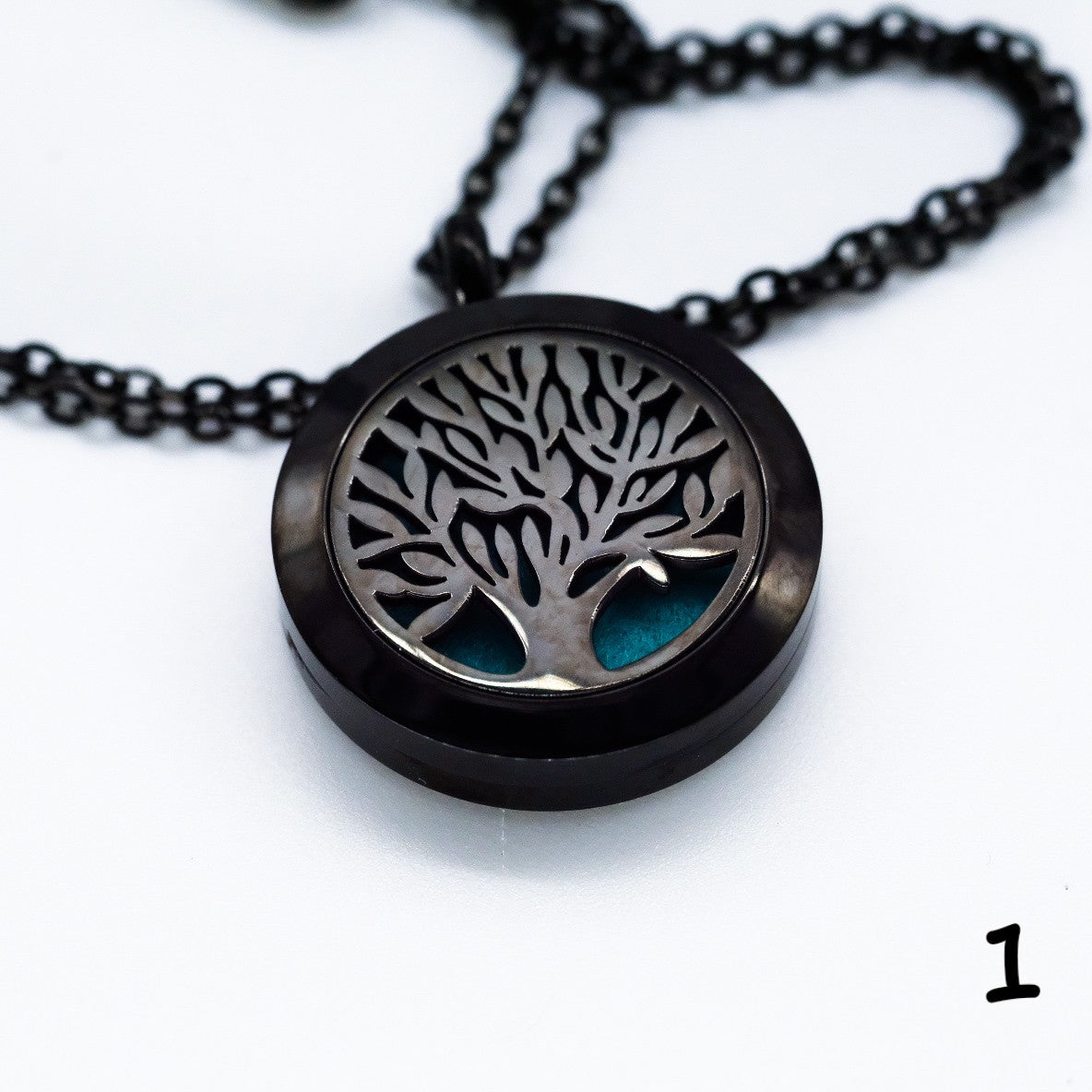 Collier d'aromathérapie rond en acier inoxydable
