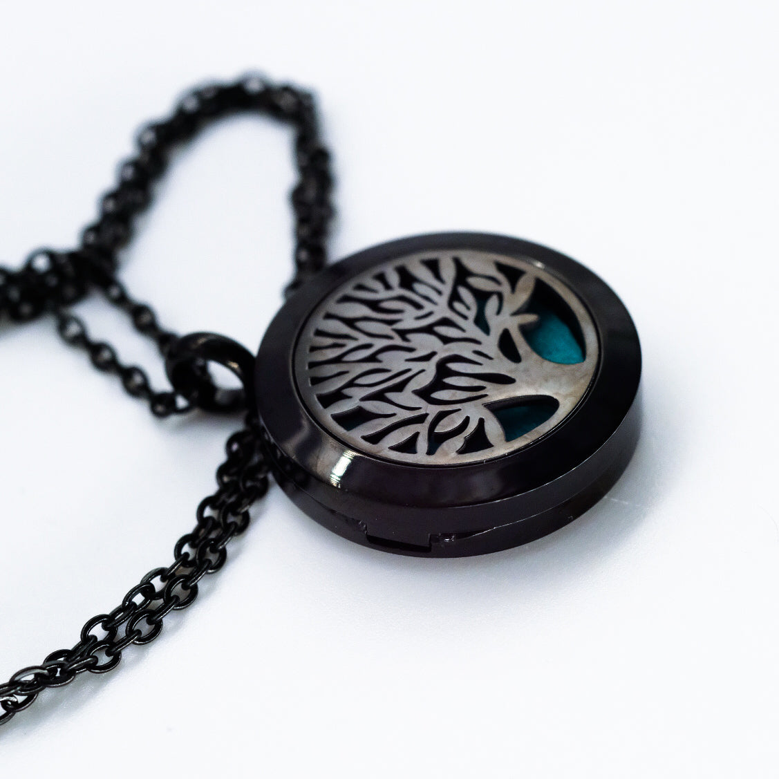 Collier d'aromathérapie rond en acier inoxydable