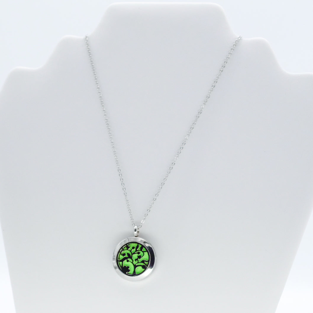Collier d'aromathérapie rond en acier inoxydable
