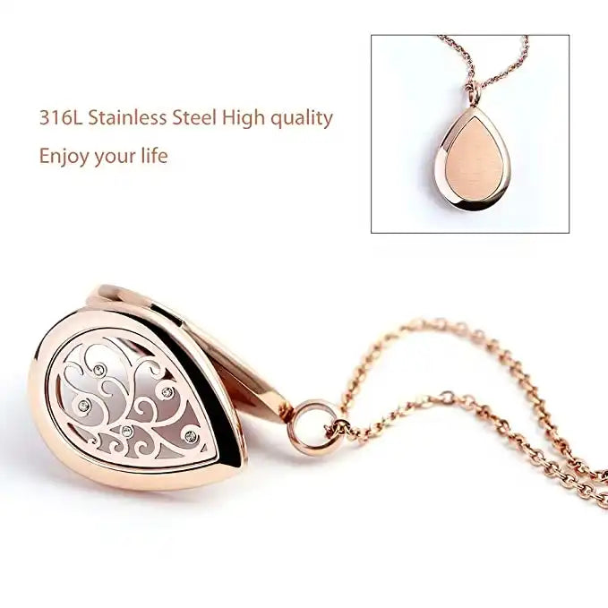 Collier d'aromathérapie goutte d'eau avec acier inoxydable
