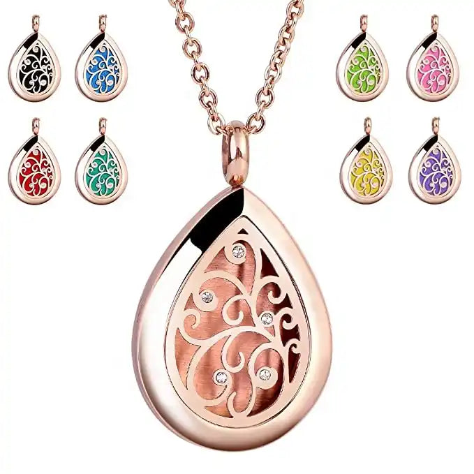 Collier d'aromathérapie goutte d'eau avec acier inoxydable