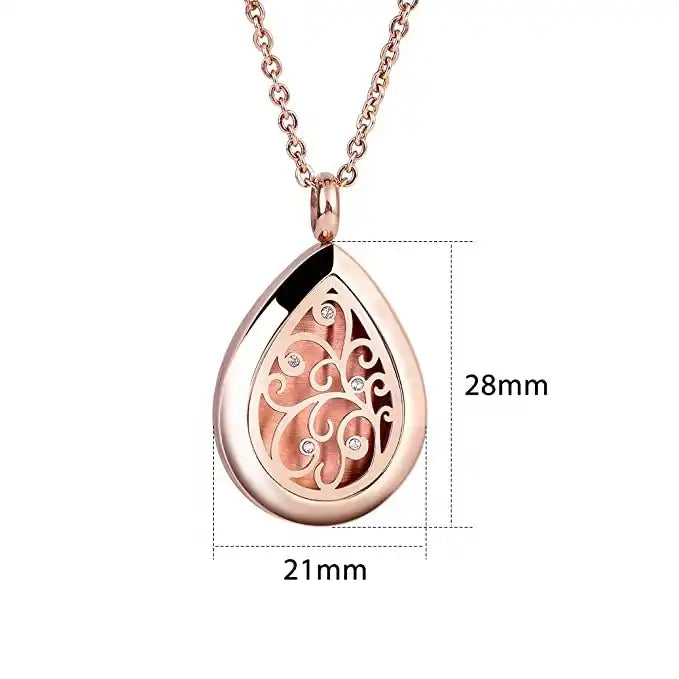 Collier d'aromathérapie goutte d'eau avec acier inoxydable