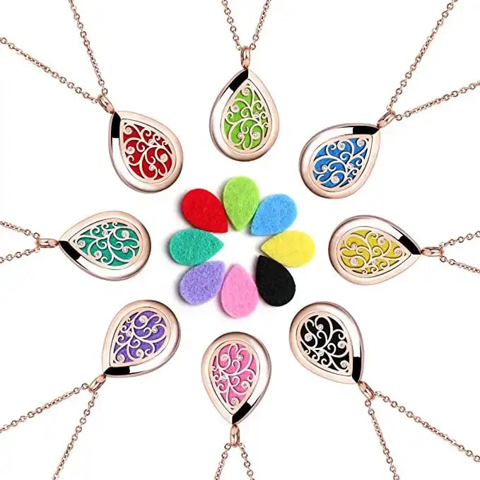 Collier d'aromathérapie goutte d'eau avec acier inoxydable