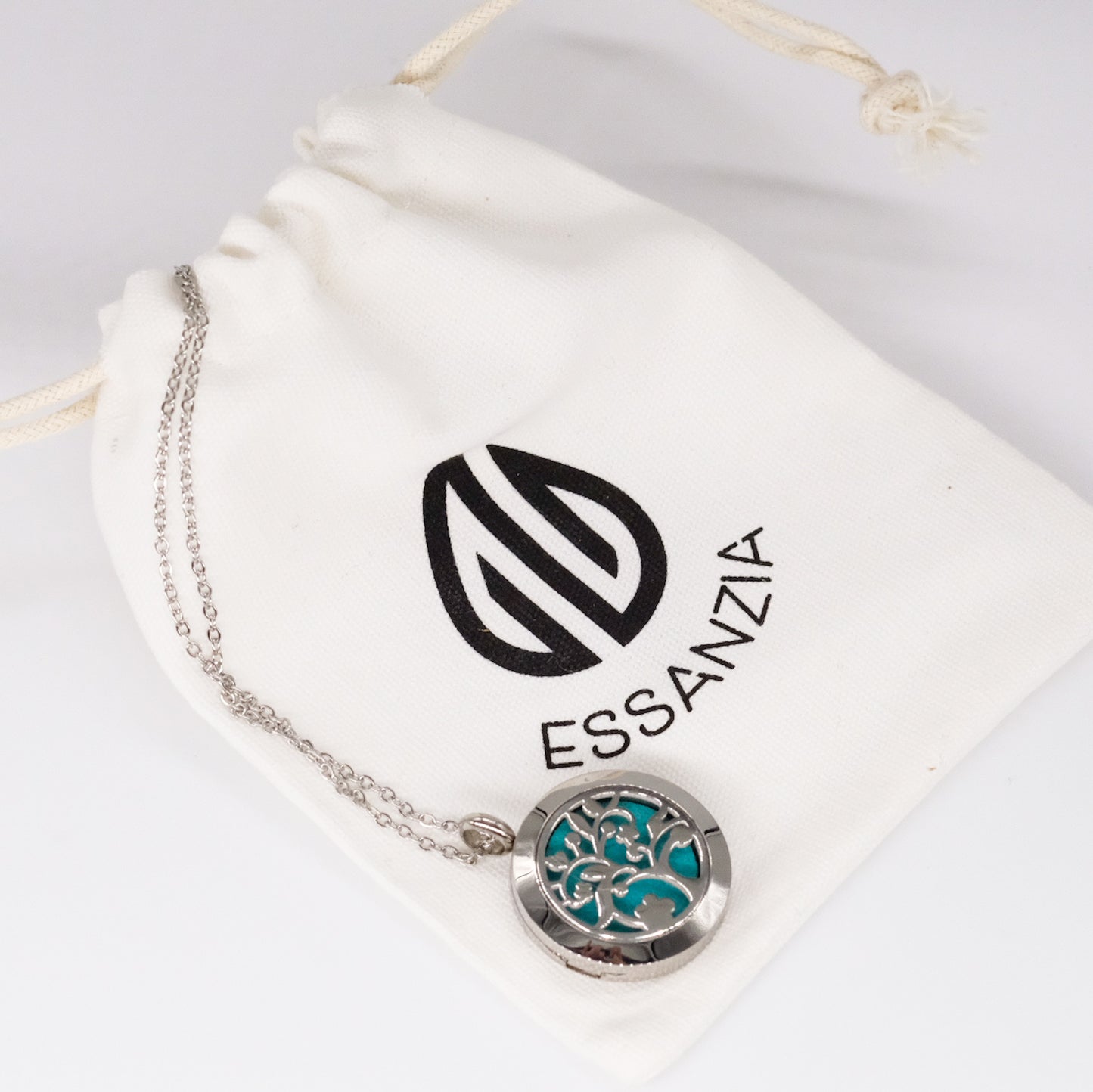 Collier d'aromathérapie rond en acier inoxydable