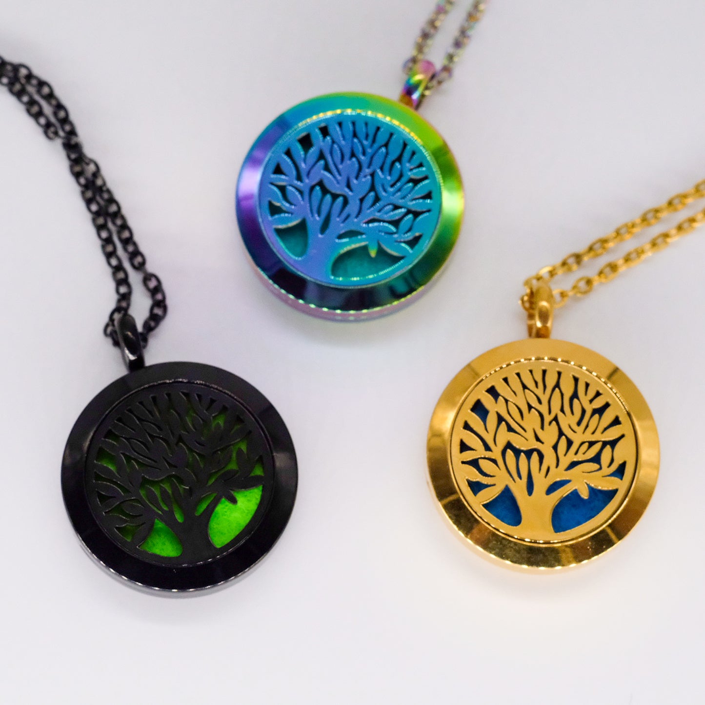 Collier d'aromathérapie rond en acier inoxydable