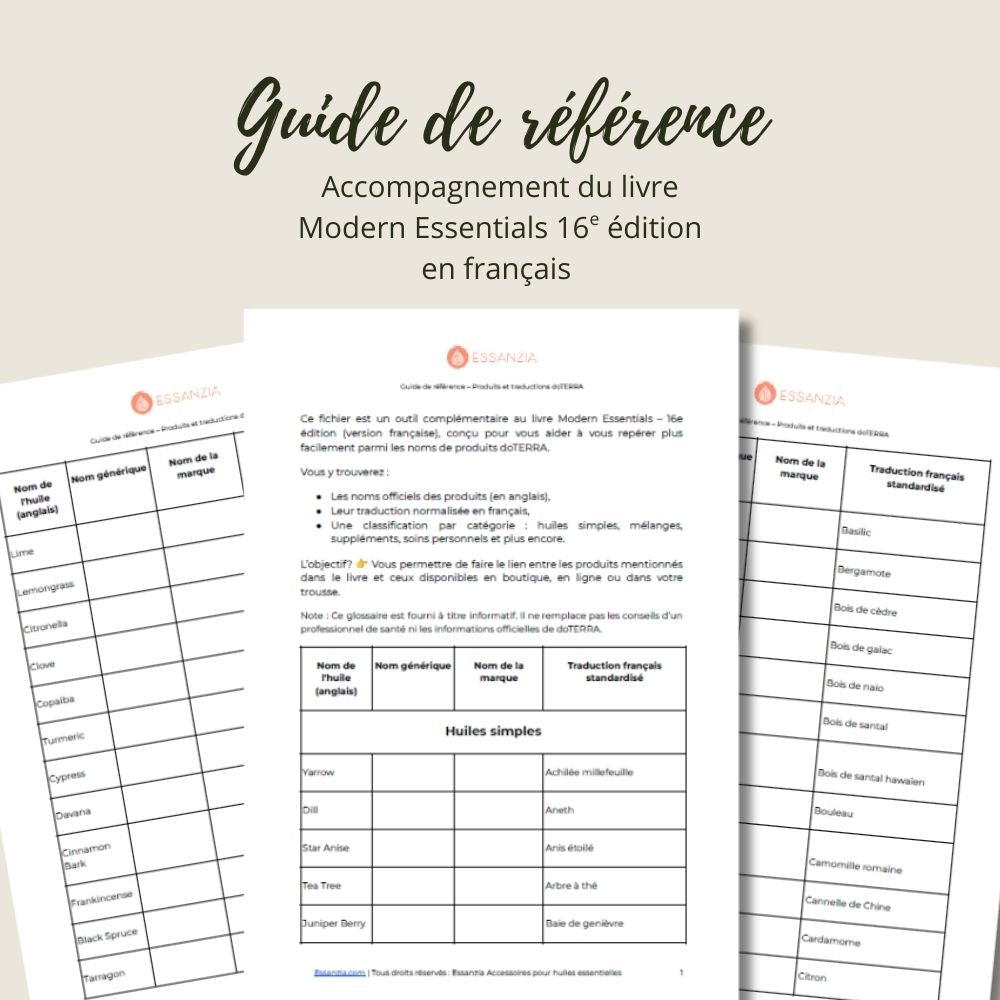 Guide de référence – Produits et traductions doTERRA (Fichier PDF téléchargeable)