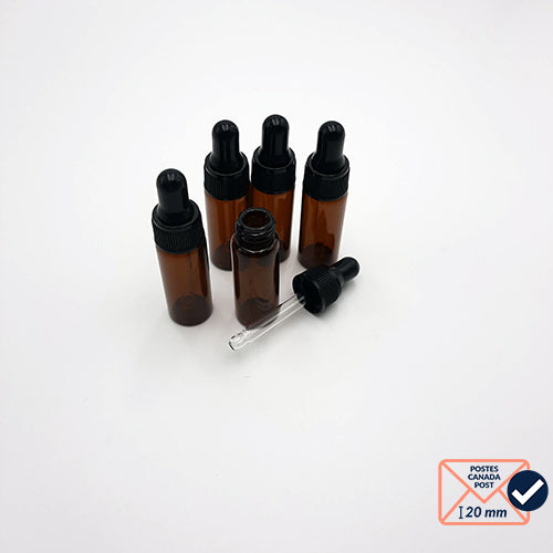 Flacons en verre ambré avec bouchons compte-gouttes 5ml