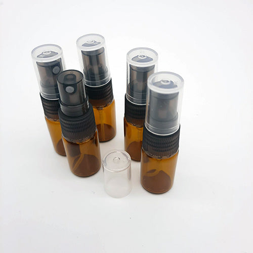 Amber Glass Bottles with Spray Cap – PACK OF 5