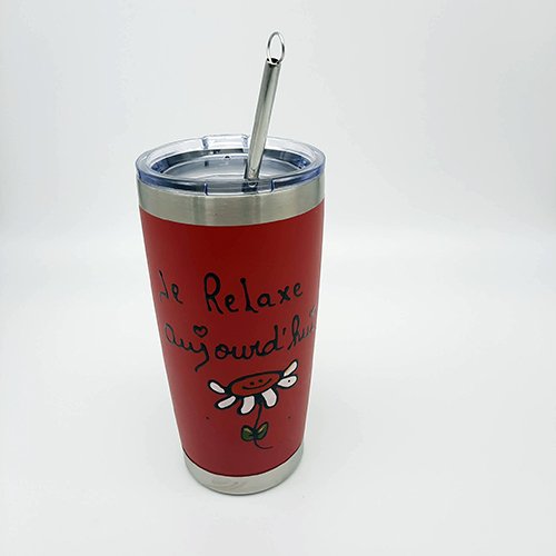 tumbler 20oz red white flower