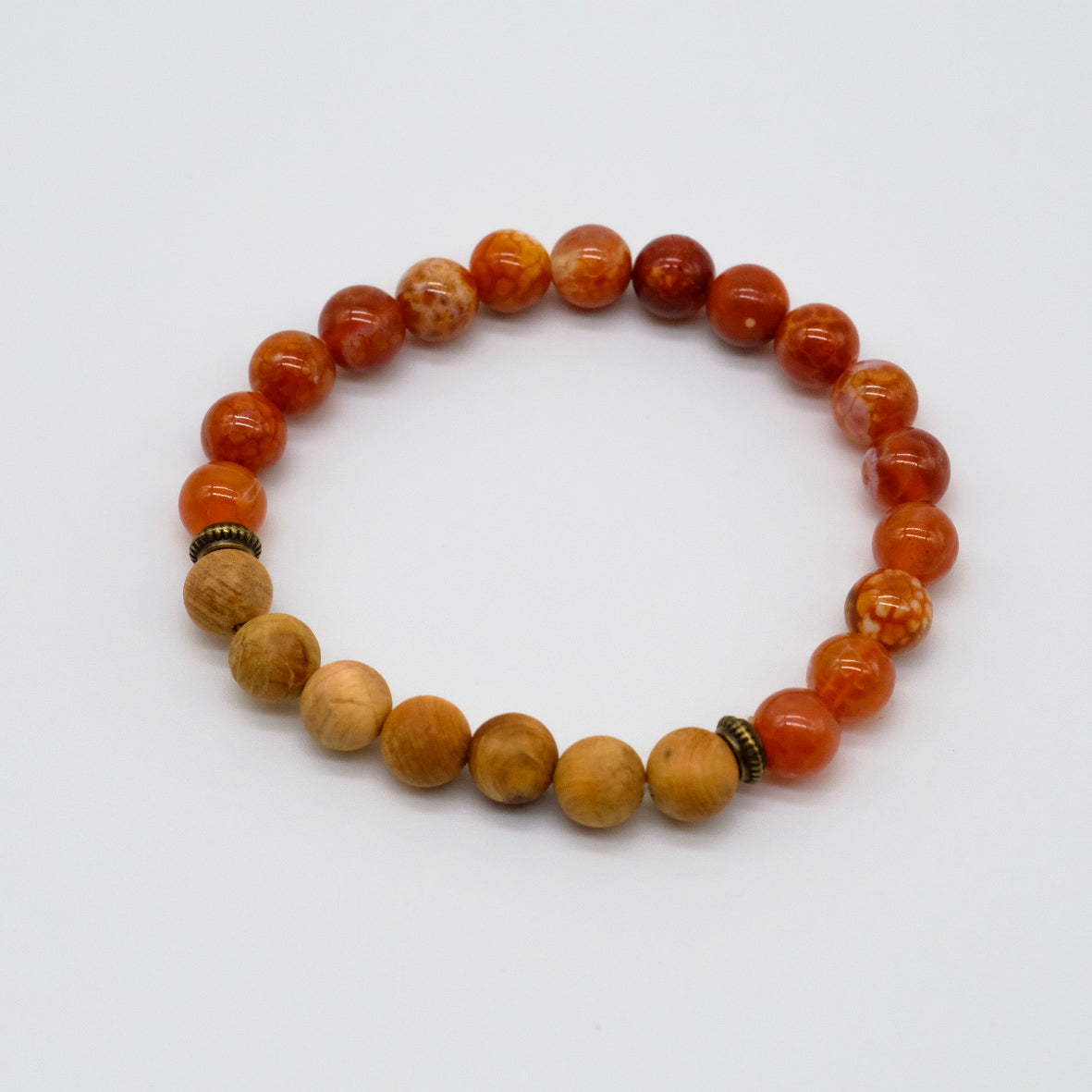 Essential Oil Diffuser Bracelet in Volcanic Stone and Wooden Beads