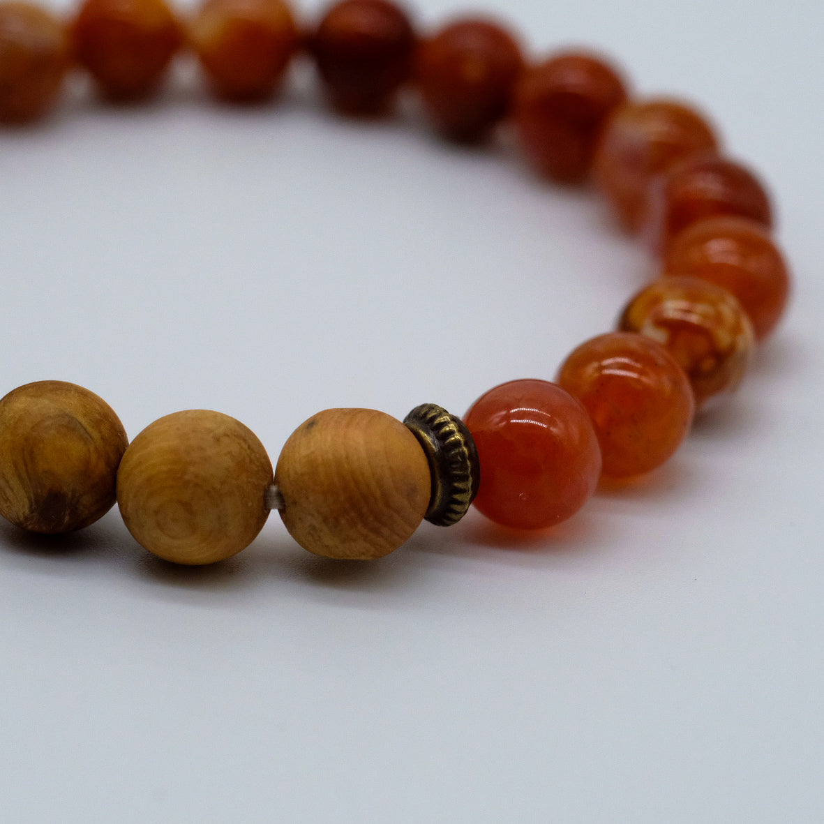 Essential Oil Diffuser Bracelet in Volcanic Stone and Wooden Beads