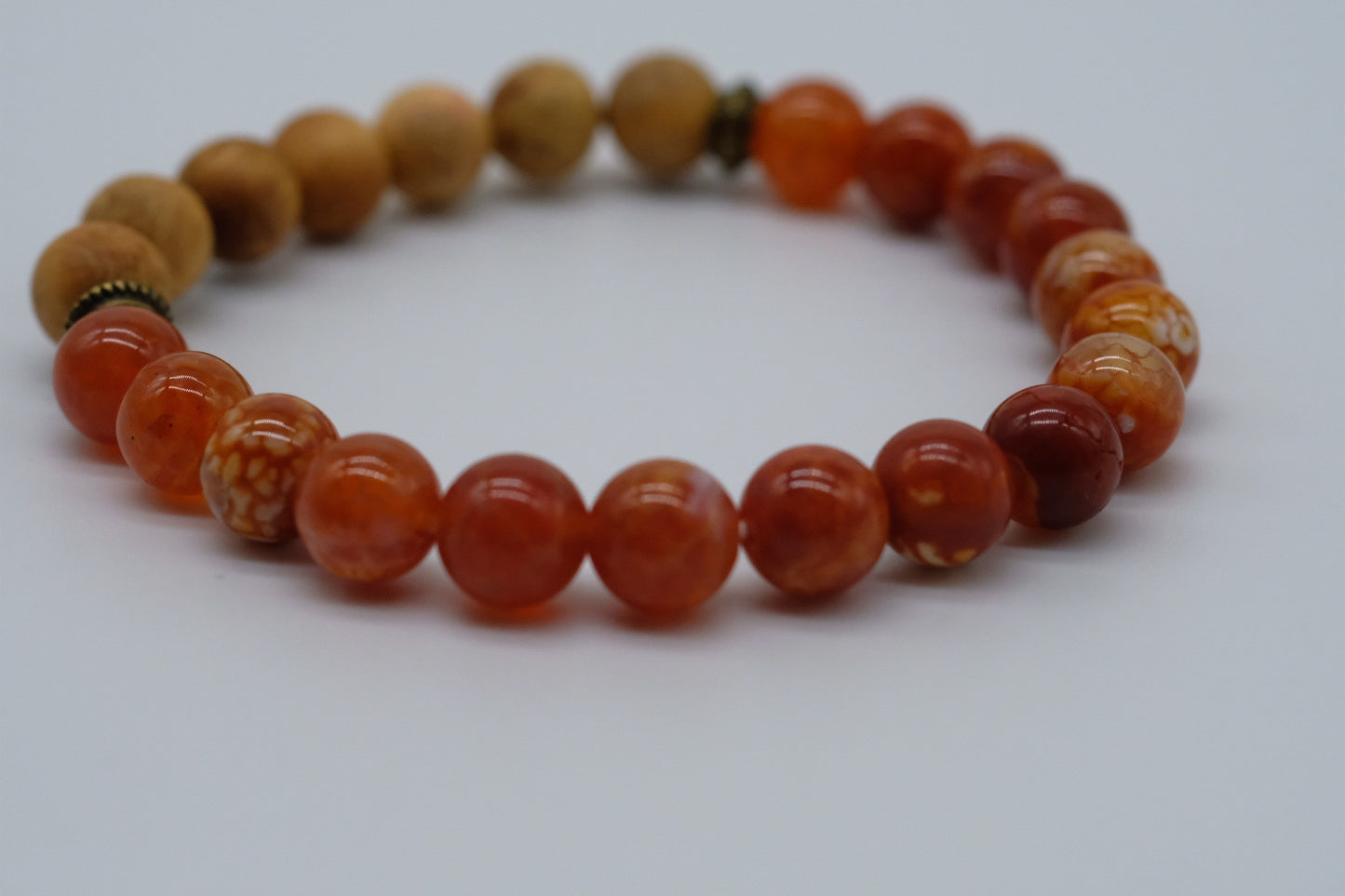 Essential Oil Diffuser Bracelet in Volcanic Stone and Wooden Beads