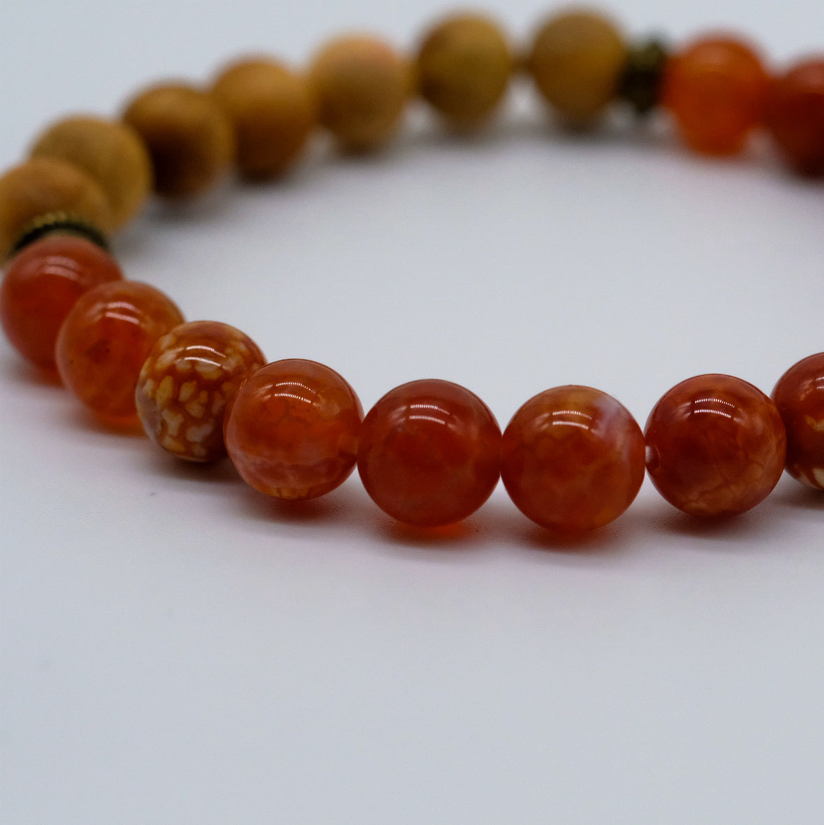 Essential Oil Diffuser Bracelet in Volcanic Stone and Wooden Beads