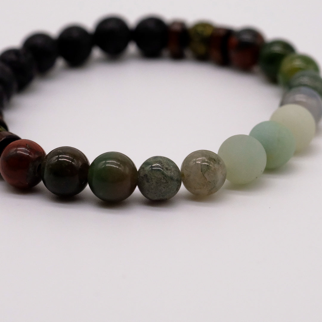 Essential Oil Diffuser Bracelet in Volcanic Stone and Wooden Beads