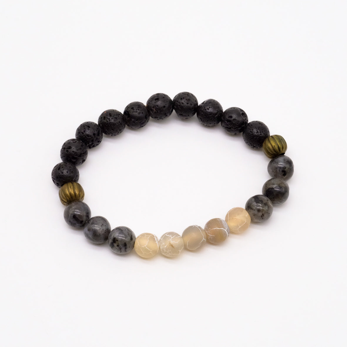 Essential Oil Diffuser Bracelet in Volcanic Stone and Wooden Beads