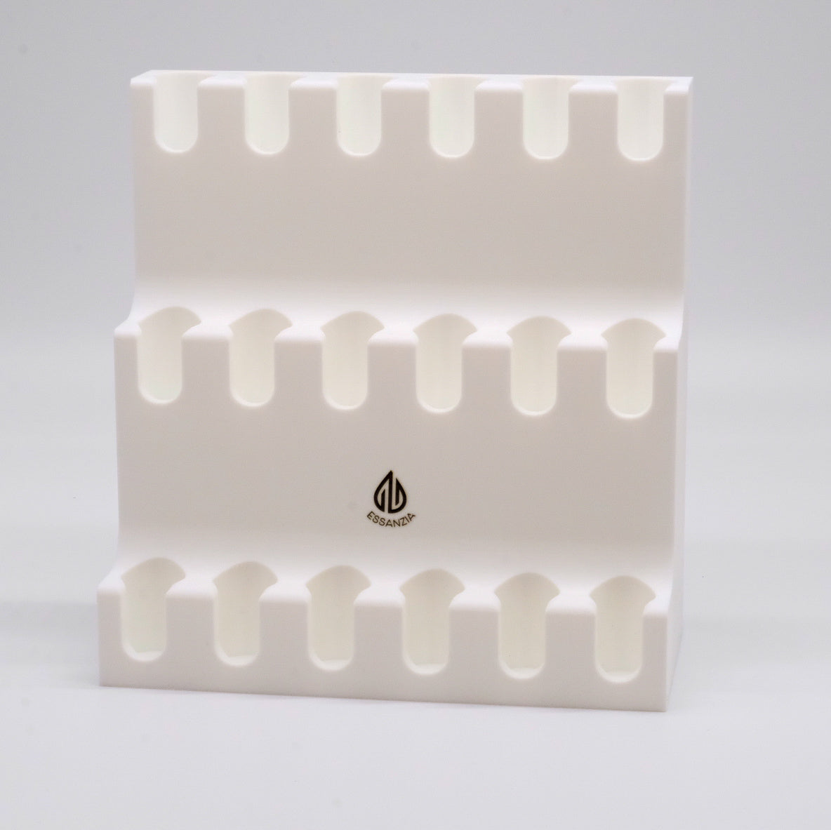 Présentoir en escalier 3D pour 18 rouleaux à bille de 10 ml – Blanc