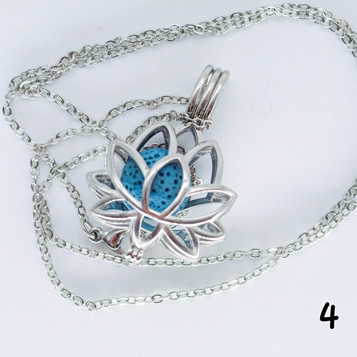 Stainless Steel Lotus Flower Aromatherapy Necklace 