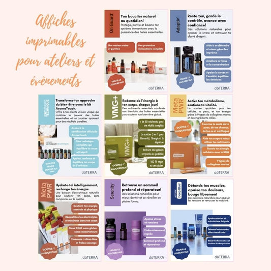 Affiches produits doTERRA - fiches imprimables 8.5 x 11 po