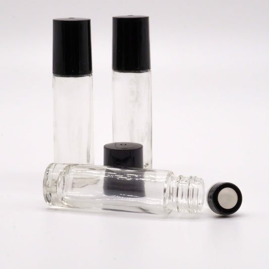 Bouteille avec applicateur à bille – Transparent et Bouchon noir