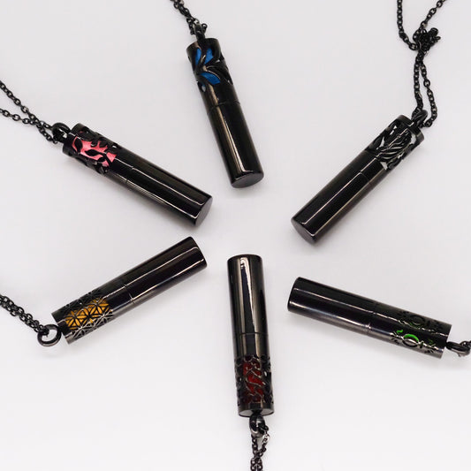 Collier d'aromathérapie cylindrique avec conteneur en acier inoxydable