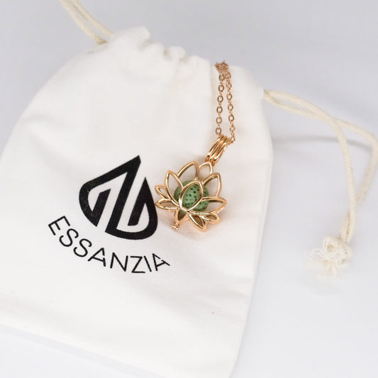 Collier d'aromathérapie fleur de lotus en acier inoxydable