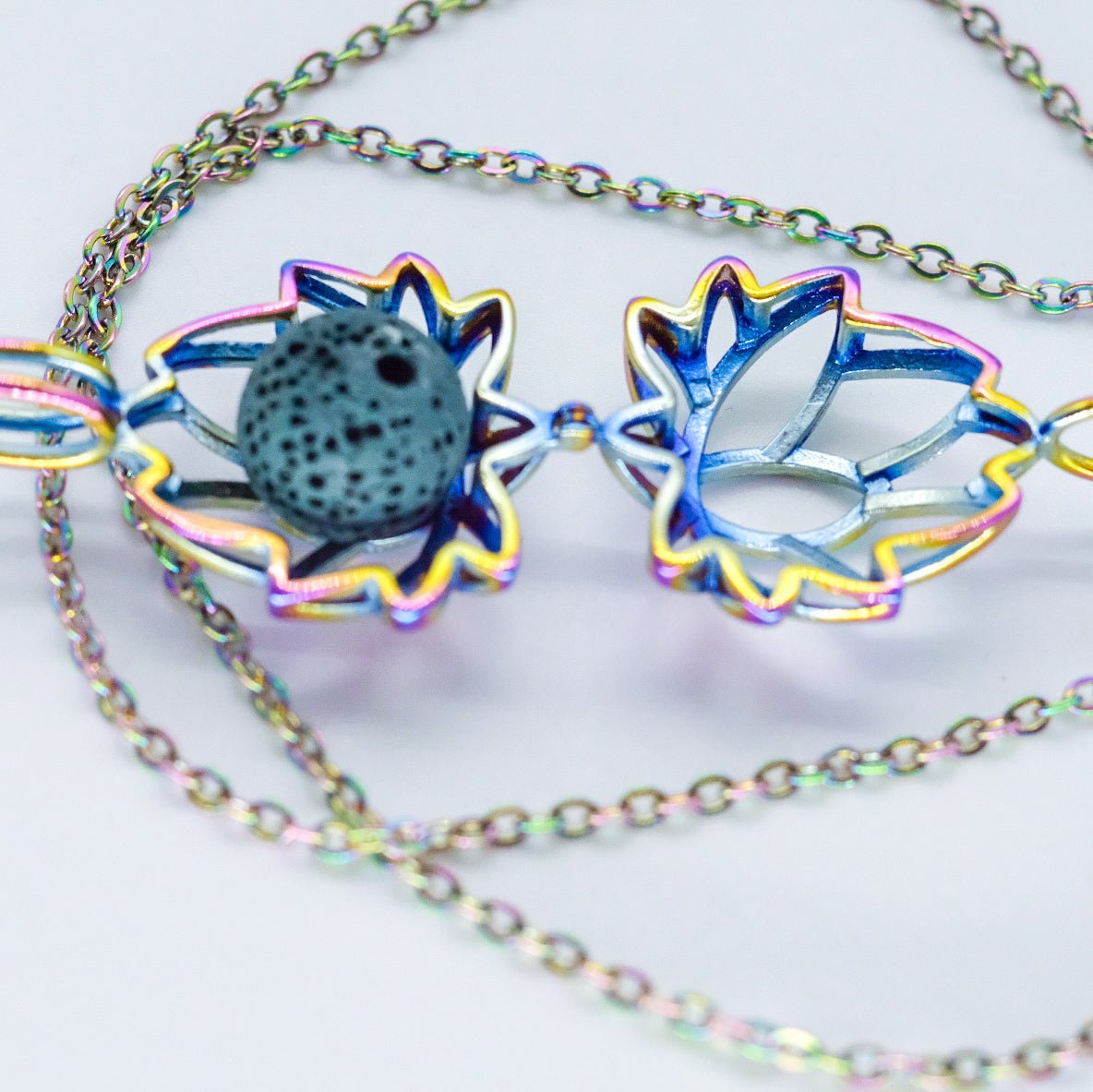 Collier d'aromathérapie fleur de lotus en acier inoxydable
