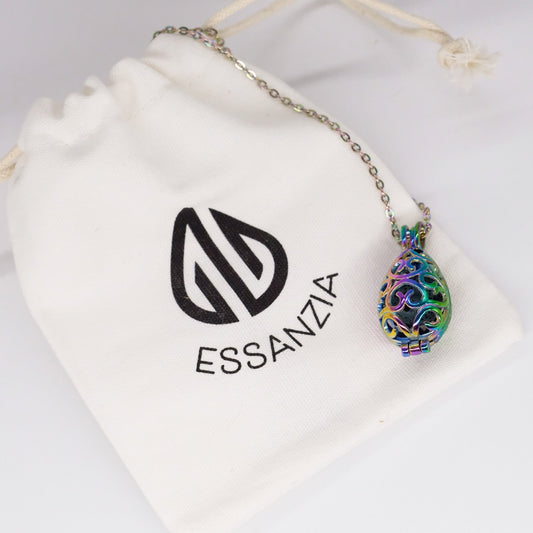 Stainless Steel and Lava Stone Teardrop Aromatherapy Necklace 