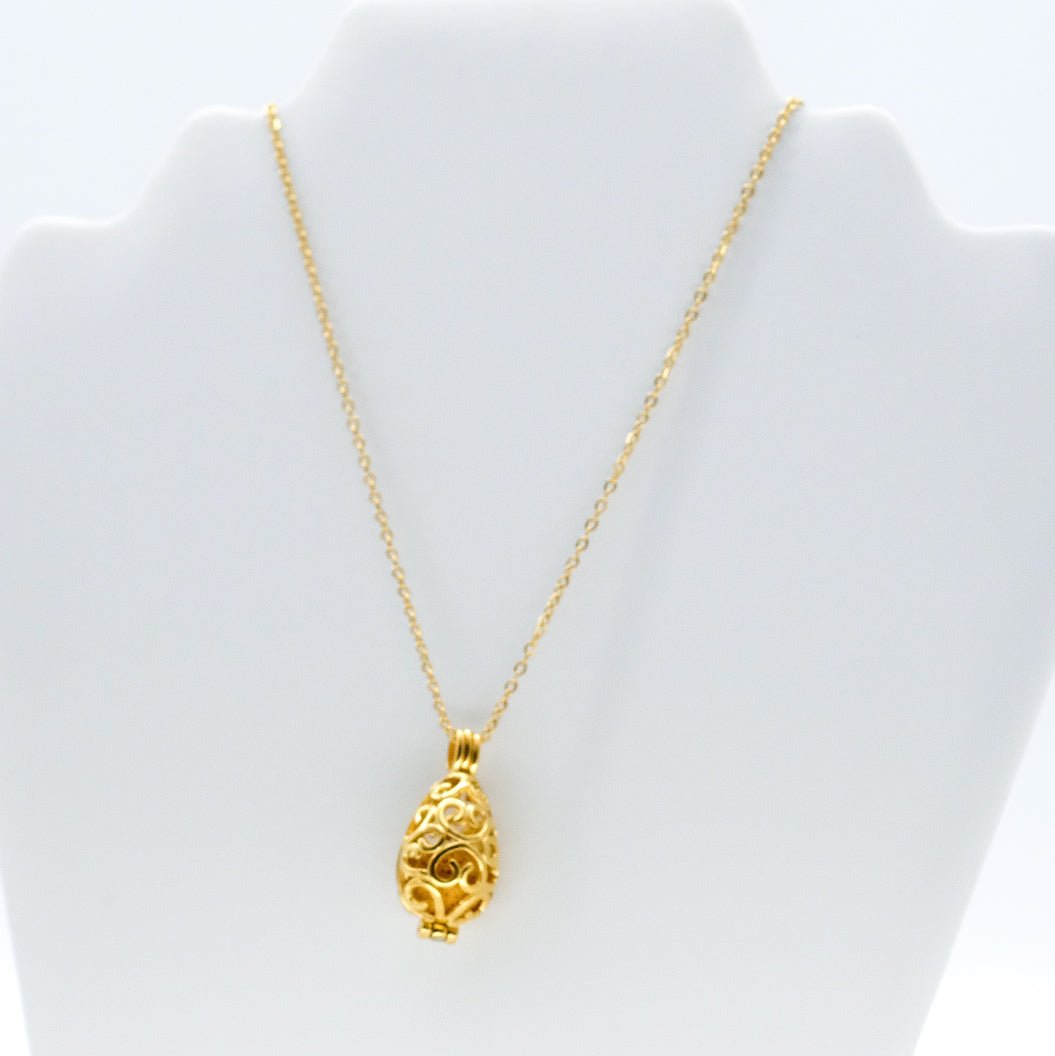 Collier d'aromathérapie goutte d'eau en acier inoxydable et pierre de lave