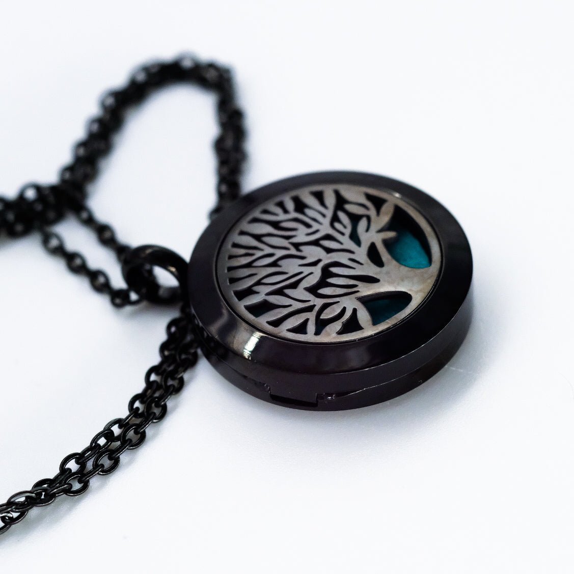 Collier d'aromathérapie rond en acier inoxydable