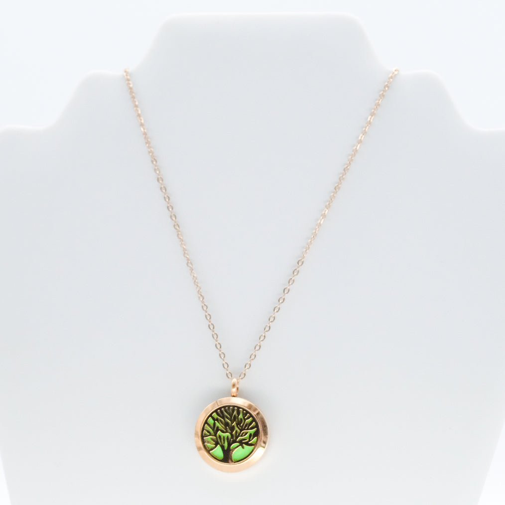 Collier d'aromathérapie rond en acier inoxydable
