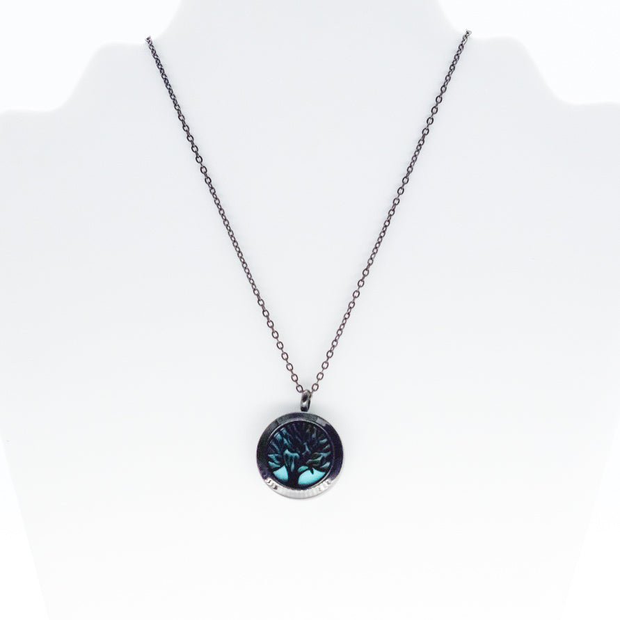 Collier d'aromathérapie rond en acier inoxydable
