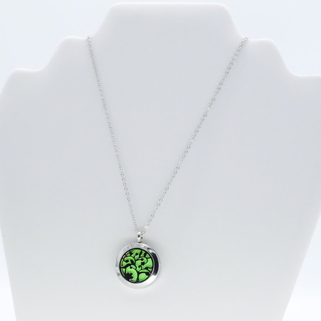 Collier d'aromathérapie rond en acier inoxydable