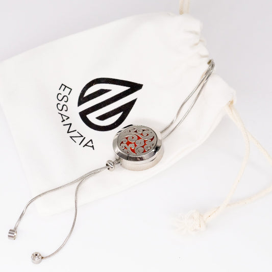Collier d'aromathérapie rond en acier inoxydable avec une chaîne longue