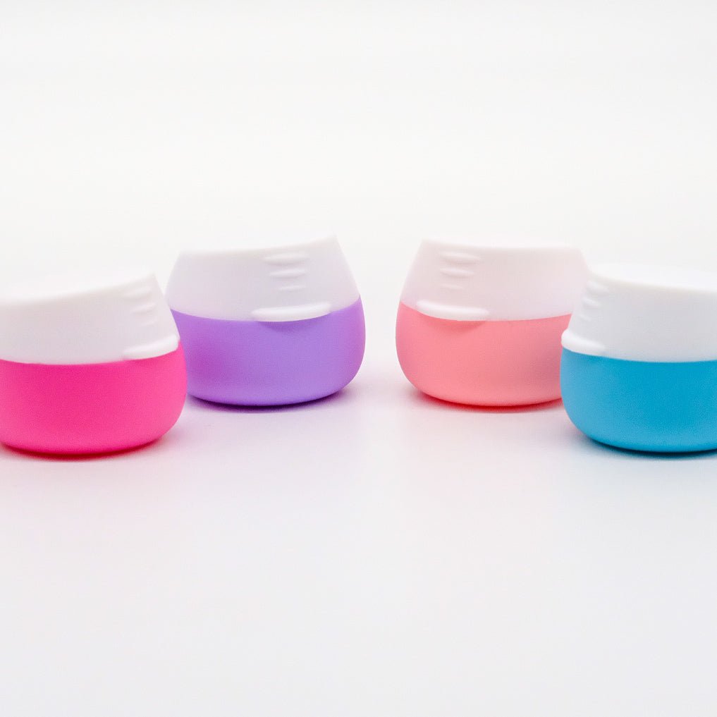 Contenants Cosmétiques en Silicone pastel avec bouchon blanc – lot de 4