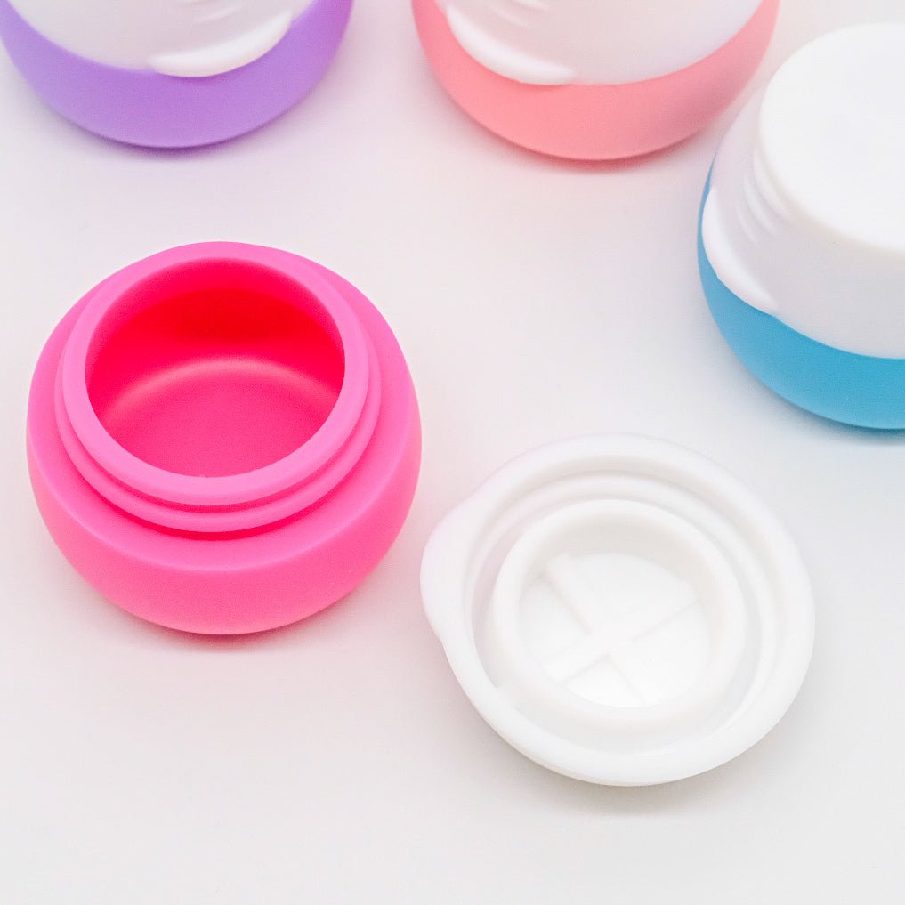 Contenants Cosmétiques en Silicone pastel avec bouchon blanc – lot de 4