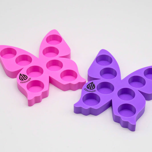 Présentoir papillon 3D rose et mauve – 8 huiles de 5 ml ou rouleau à bille 10 ml