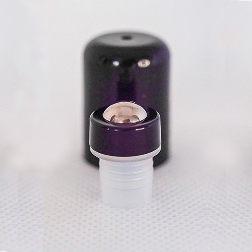 Bouchon noir avec rouleau en acier inoxydable, compatible avec les bouteilles d'huiles essentielles de 5 ml et 15 ml.