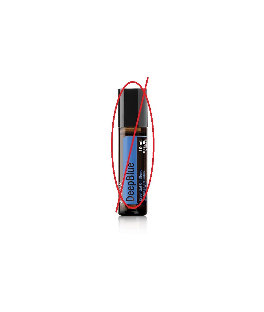 Bouchon roll-on noir installé sur une bouteille DE TYPE ROLL-ON - NON COMPATIBLE - d'huile essentielle dōTERRA, démontrant l'utilisation pratique du produit.